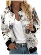 Women Fashion Floral Print Round Neck Casual Loose Long Sleeve Coat Top Jean Jacket Plus Size Women