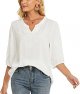 Women's Embroidered Plain Tunic Tops for Summer Fall Spring, Simple Elegant Dressy Blouse Casual Embroidery Solid Shirt